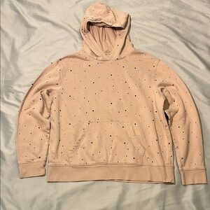 Goodfellow & Co Light Taupe Tan Color with black brown dots Fleece Hoodie size L
